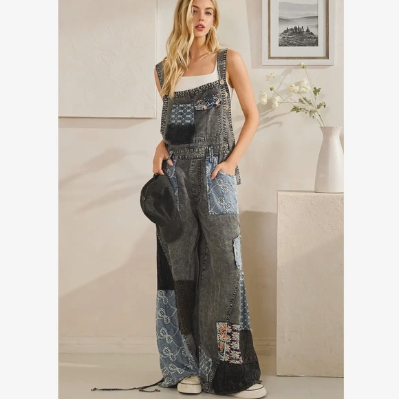 🆕 Oli & Hali Washed Multi‎ Patchwork
Tencel Overall wear Wide Leg OR jogger - Picture 10 of 10